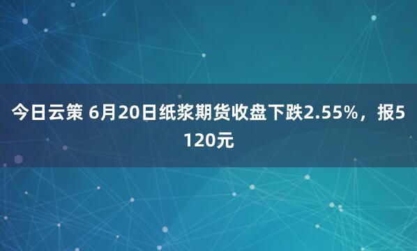 今日云策 6月20日纸浆期货收盘下跌2.55%，报5120元