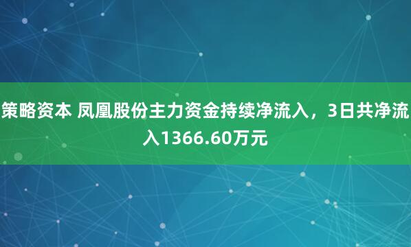 策略资本 凤凰股份主力资金持续净流入，3日共净流入1366.60万元