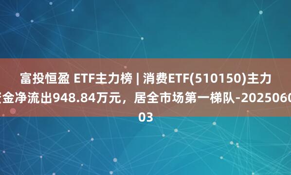 富投恒盈 ETF主力榜 | 消费ETF(510150)主力资金净流出948.84万元，居全市场第一梯队-20250603