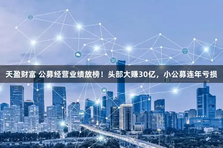 天盈财富 公募经营业绩放榜！头部大赚30亿，小公募连年亏损